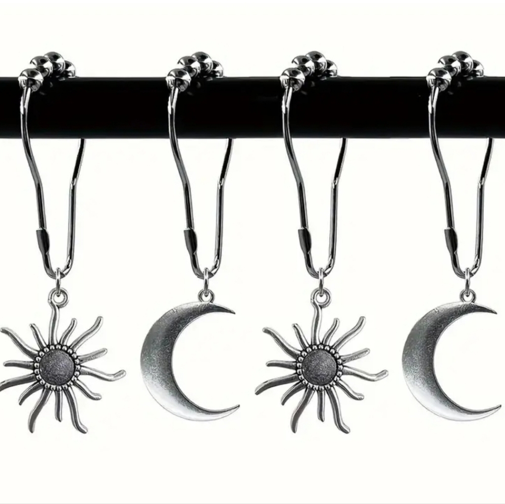 Silver Moon and Sun Shower Curtain Hooks - Picture 2 of 8